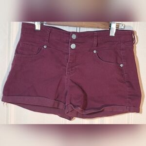 AÉROPOSTALE High Waisted Shorty Burgundy Jean Shorts